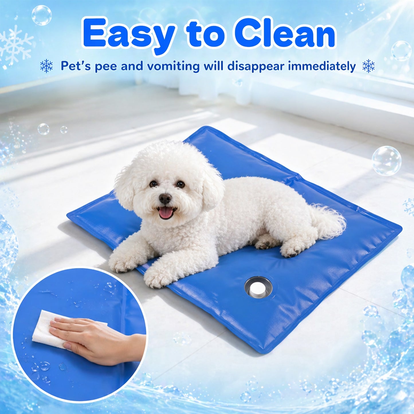 Water-Infused Cooling Pet Mat – Thickened PVC Ice-Cooling Pad for Cats & Dogs, No Refrigeration Needed | Wear-Resistant Summer Heat Relief Pet Bed | 2 Sizes: 40×50cm / 50×90cm | Blue