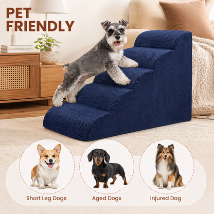 Extra Wide Foam Dog Stairs 5-Step – High-Density Foam Pet Steps with Non-Slip Bottom, Soft Cushioned Ramp for High Beds, Couches & Sofas | Ideal for Injured, Older Dogs & Cats | 6 Colors