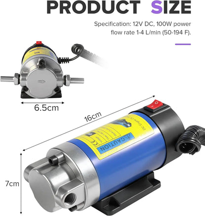 12V Self-Priming Electric Oil Extractor Pump Unit, Plug-and-Play Car Repair Tool for Cars, Includes Transmission Fluid Extraction Function