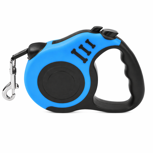 Automatic Retractable Dog Leash – 16ft / 5m Long Lead with One-Hand Brake & Lock | Nylon Rope, Ergonomic Grip | For Dogs up to 33 lbs | Blue