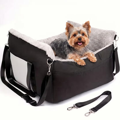 Small Dog Car Seat – Clip-On Safety Leash, Washable Cushion, Adjustable Straps | Soft Booster Travel Bed for Small Dogs & Cats up to 25 lbs | Bud Pink