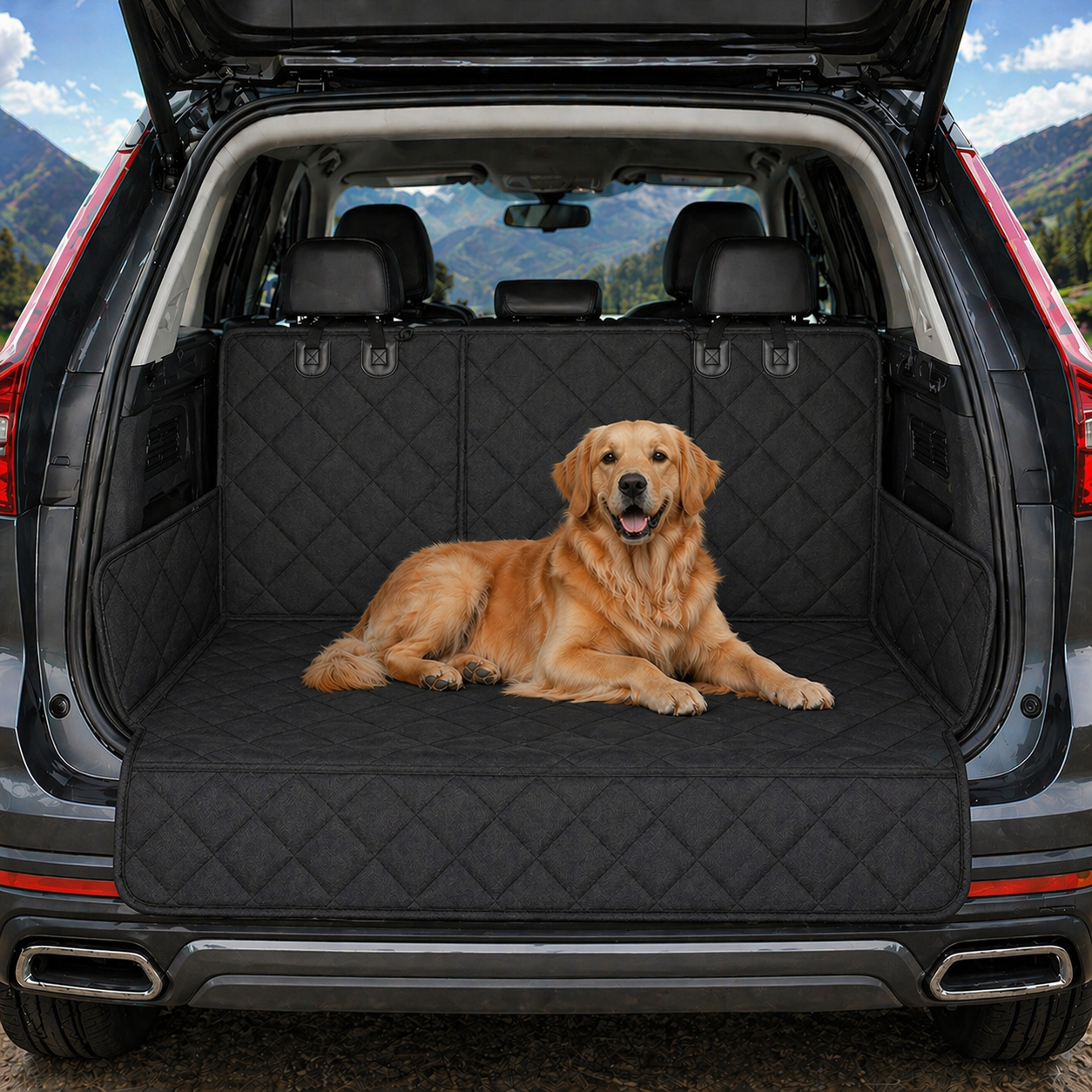 Waterproof Dog Car Seat Cover for SUVs, Trucks & Cars – 600D Oxford Heavy-Duty Rear Bench Protector with Non-Slip Backing & Seat Belt | Universal Fit for Large Dogs