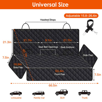 Waterproof Dog Car Seat Cover for SUVs, Trucks & Cars – 600D Oxford Heavy-Duty Rear Bench Protector with Non-Slip Backing & Seat Belt | Universal Fit for Large Dogs
