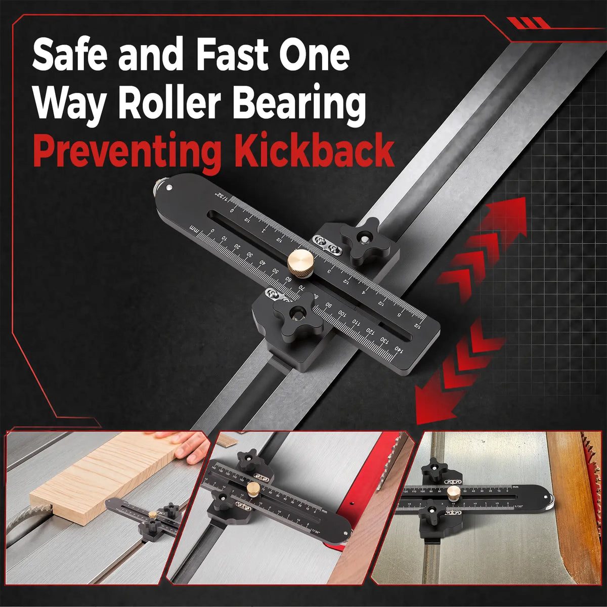 Fast Thin Ripping Guide for Table Saw, Precise Repetitive Narrow Cuts, Adjustable Thin Rip Jig Fits 3/4" x 3/8" T-Track & Miter Slot, Band Saw & Router Table Compatible