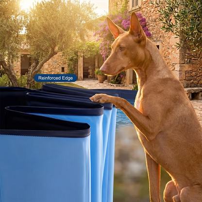 Foldable Dog Pool 48" × 12" – Hard PVC Pet Swimming Pool with Built-In Drainage | Lightweight Summer Cooldown Bath for Small & Medium Dogs | Deep Blue