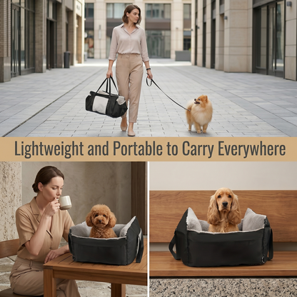 Small Dog Car Seat – Clip-On Safety Leash, Washable Cushion, Adjustable Straps | Soft Booster Travel Bed for Small Dogs & Cats up to 25 lbs | Bud Pink