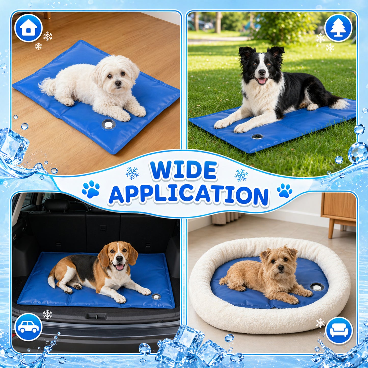 Water-Infused Cooling Pet Mat – Thickened PVC Ice-Cooling Pad for Cats & Dogs, No Refrigeration Needed | Wear-Resistant Summer Heat Relief Pet Bed | 2 Sizes: 40×50cm / 50×90cm | Blue