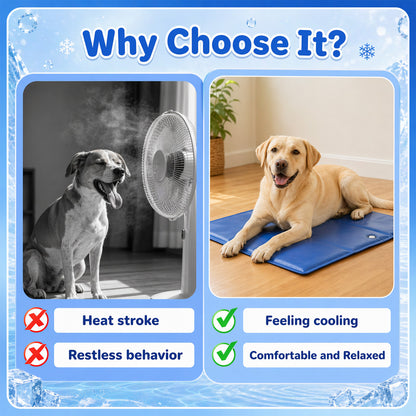 Water-Infused Cooling Pet Mat – Thickened PVC Ice-Cooling Pad for Cats & Dogs, No Refrigeration Needed | Wear-Resistant Summer Heat Relief Pet Bed | 2 Sizes: 40×50cm / 50×90cm | Blue