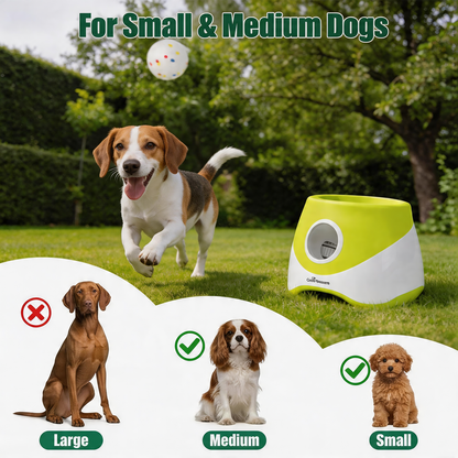Automatic Dog Ball Launcher – Rechargeable Interactive Fetch Machine with 3 Distance Settings (20/33/46 ft) & 6 ETPU Balls | Indoor & Outdoor Play for Small to Medium Dogs