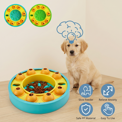 Dog Puzzle Slow Feeder Bowl – 8-Wheel Treat Dispensing IQ Toy for Small, Medium & Large Dogs | Food-Grade PP, Non-Slip Base | Anti-Gulp, Brain Training, Mental Enrichment