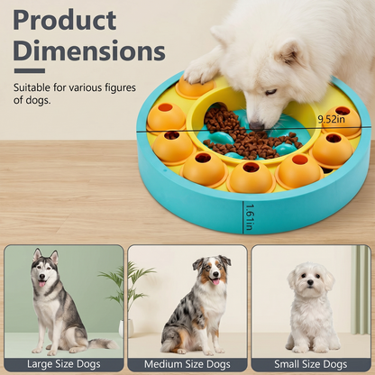 Dog Puzzle Slow Feeder Bowl – 8-Wheel Treat Dispensing IQ Toy for Small, Medium & Large Dogs | Food-Grade PP, Non-Slip Base | Anti-Gulp, Brain Training, Mental Enrichment