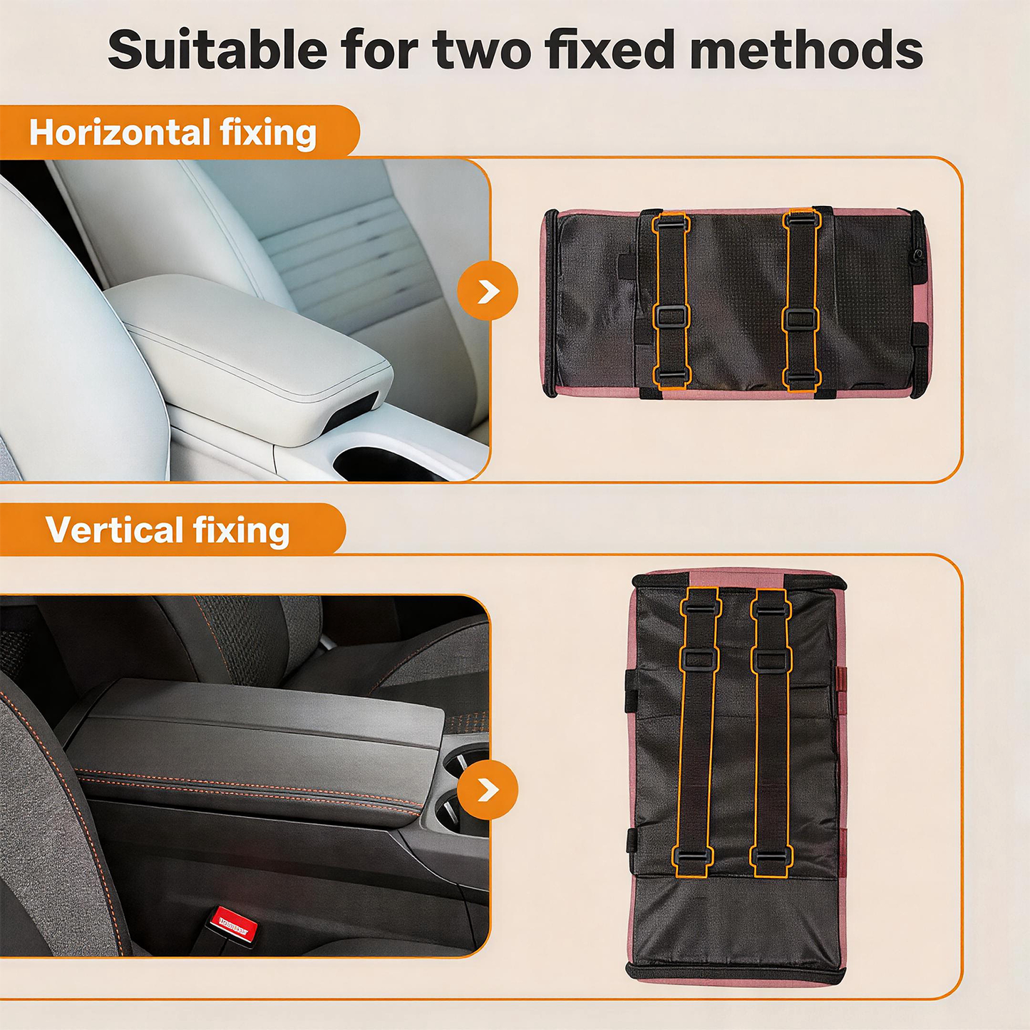 Center Console Dog Car Seat – Double Safety Tethers, Washable Cushion & Storage Pocket | Elevated Booster for Small Dogs up to 25 lbs | Pink