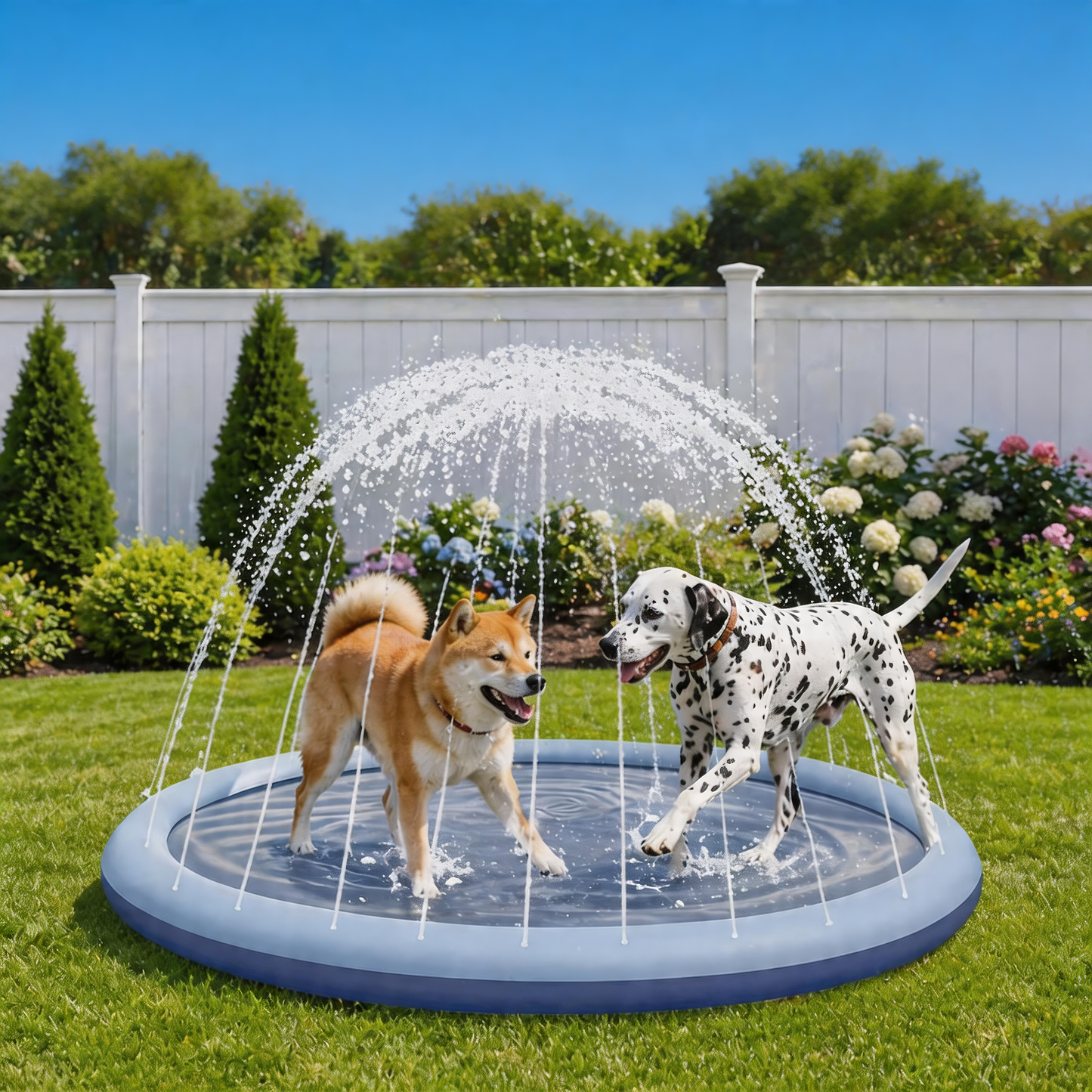 Outdoor Dog Splash Pad – Durable Summer Water Play Mat, Fun Sprinkler for Pets & Kids | Perfect for Backyard Cooldowns | 2 Sizes: 59" / 67" | Blue