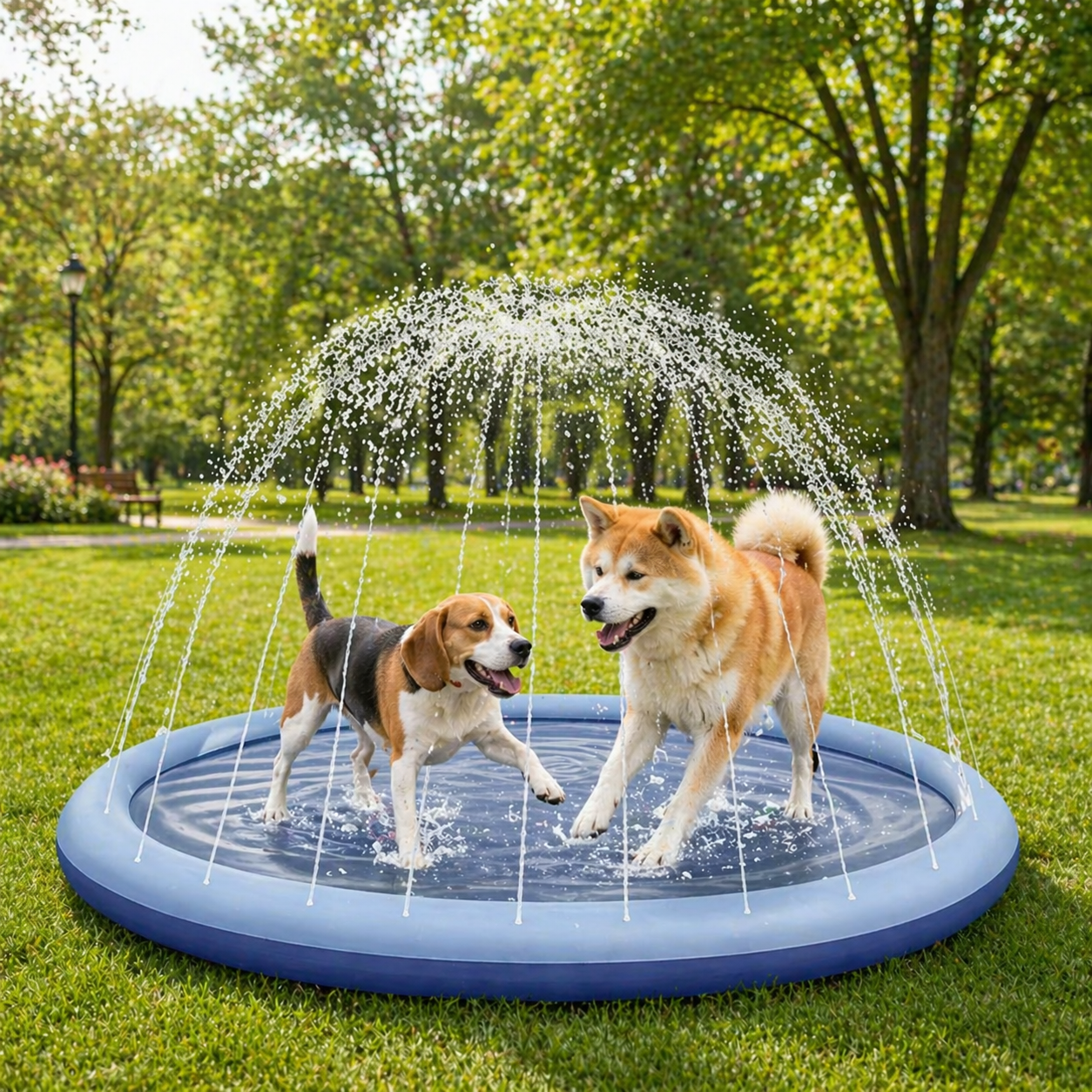 Outdoor Dog Splash Pad – Durable Summer Water Play Mat, Fun Sprinkler for Pets & Kids | Perfect for Backyard Cooldowns | 2 Sizes: 59" / 67" | Blue