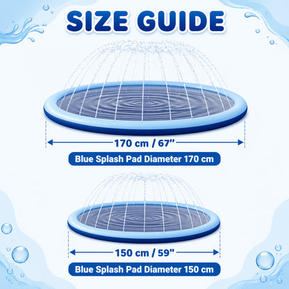 Outdoor Dog Splash Pad – Durable Summer Water Play Mat, Fun Sprinkler for Pets & Kids | Perfect for Backyard Cooldowns | 2 Sizes: 59" / 67" | Blue