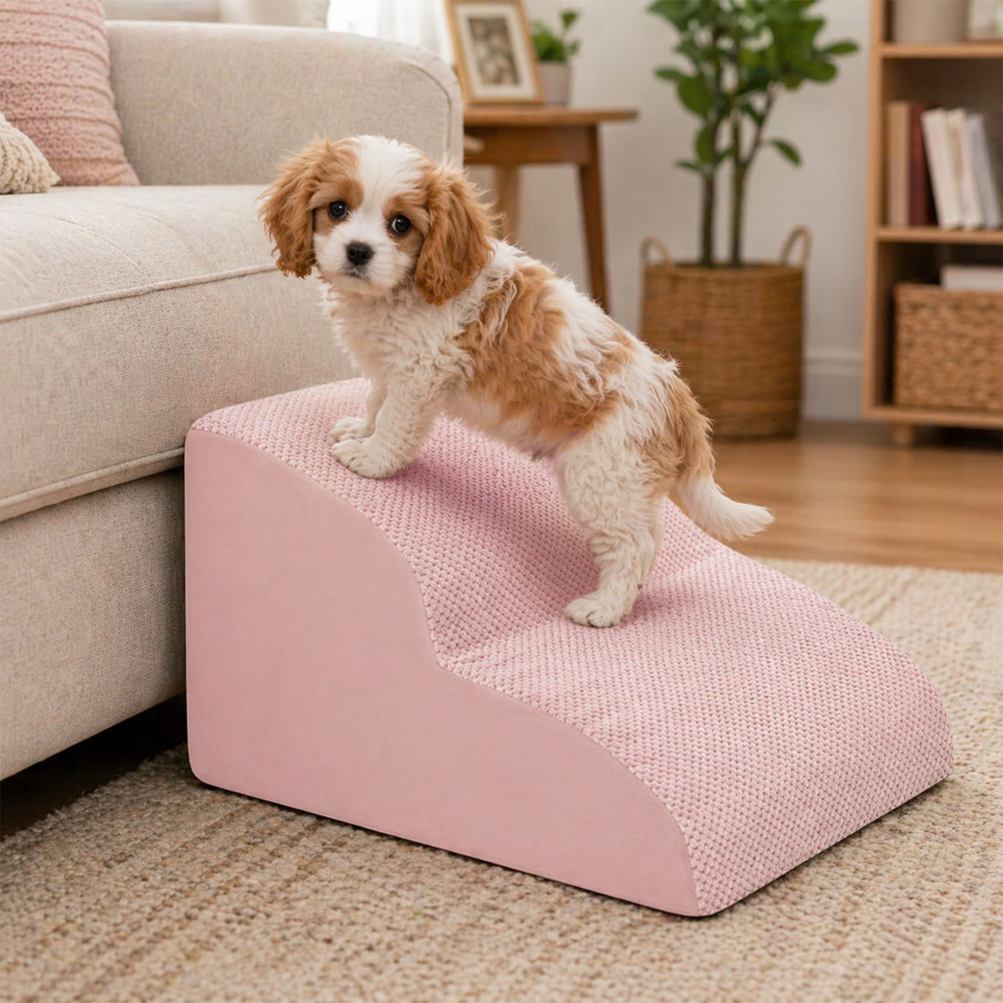 Extra Wide Foam Dog Stairs – High-Density Foam Pet Steps with Non-Slip Bottom, Soft Cushioned Ramp | 2/3/4 Steps for High Beds, Couches & Sofas | Ideal for Injured, Elderly & Small Dogs | 6 Colors