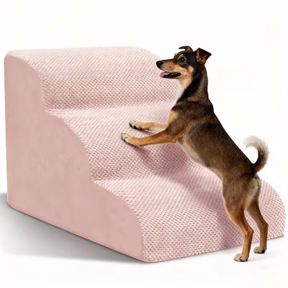 Extra Wide Foam Dog Stairs – High-Density Foam Pet Steps with Non-Slip Bottom, Soft Cushioned Ramp | 2/3/4 Steps for High Beds, Couches & Sofas | Ideal for Injured, Elderly & Small Dogs | 6 Colors