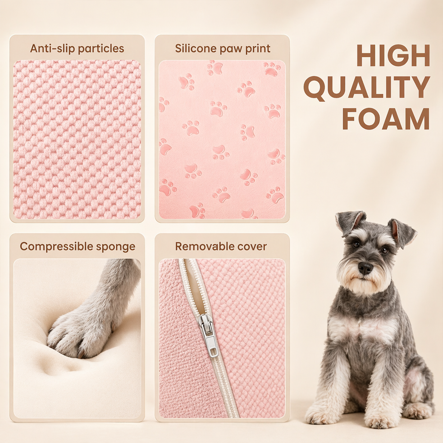 Extra Wide Foam Dog Stairs – High-Density Foam Pet Steps with Non-Slip Bottom, Soft Cushioned Ramp | 2/3/4 Steps for High Beds, Couches & Sofas | Ideal for Injured, Elderly & Small Dogs | 6 Colors