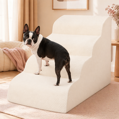 Extra Wide Foam Dog Stairs – High-Density Foam Pet Steps with Non-Slip Bottom, Soft Cushioned Ramp | 2/3/4 Steps for High Beds, Couches & Sofas | Ideal for Injured, Elderly & Small Dogs | 6 Colors