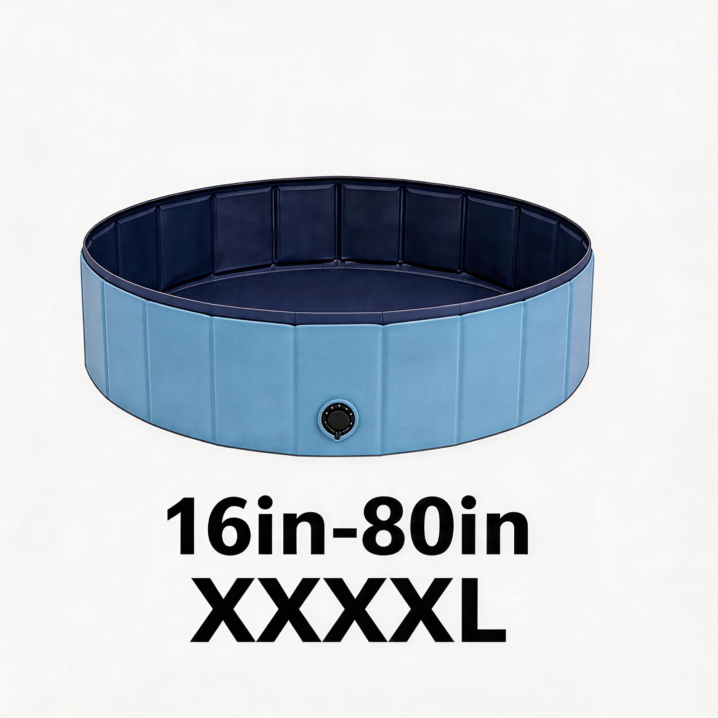 Foldable Dog Pool 48" × 12" – Hard PVC Pet Swimming Pool with Built-In Drainage | Lightweight Summer Cooldown Bath for Small & Medium Dogs | Deep Blue