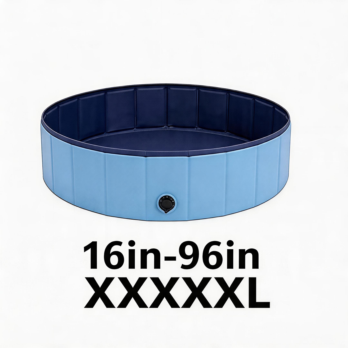 Foldable Dog Pool 48" × 12" – Hard PVC Pet Swimming Pool with Built-In Drainage | Lightweight Summer Cooldown Bath for Small & Medium Dogs | Deep Blue