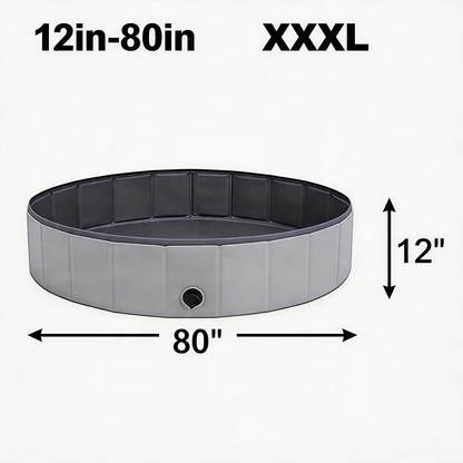 Foldable Dog Pool 48" × 12" – Hard PVC Pet Swimming Pool with Built-In Drainage | Lightweight Summer Cooldown Bath for Small & Medium Dogs | Deep Blue