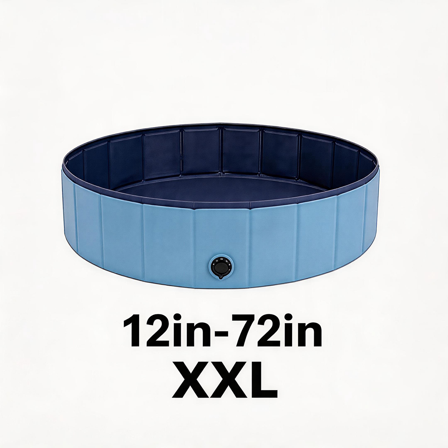 Foldable Dog Pool 48" × 12" – Hard PVC Pet Swimming Pool with Built-In Drainage | Lightweight Summer Cooldown Bath for Small & Medium Dogs | Deep Blue