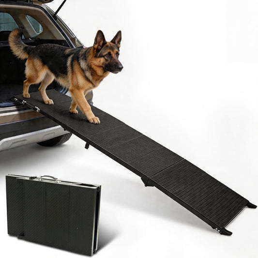 71" Long Folding Dog Ramp for SUV, Truck & Car – Non-Slip Textured Surface, Supports 350 lbs | Portable Pet Ramp for Large Dogs & Senior Joint Relief