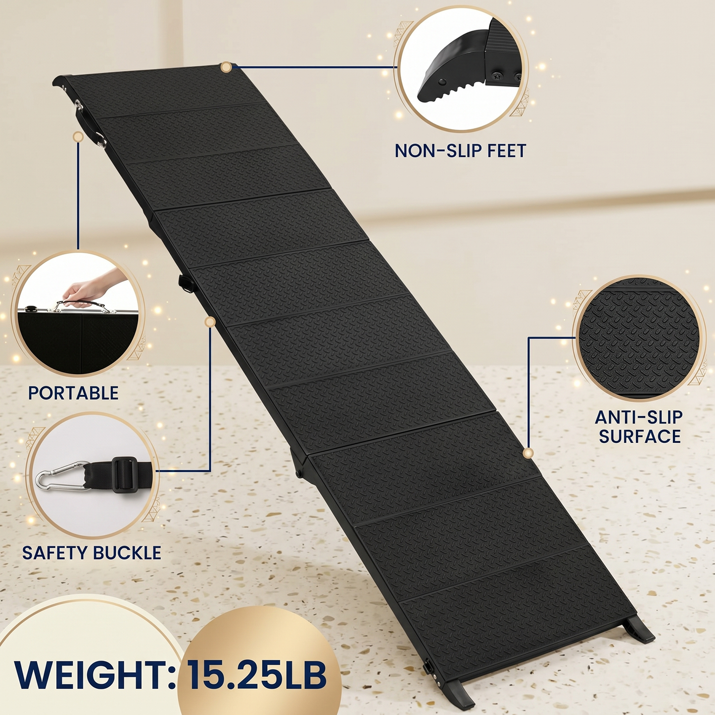 71" Long Folding Dog Ramp for SUV, Truck & Car – Non-Slip Textured Surface, Supports 350 lbs | Portable Pet Ramp for Large Dogs & Senior Joint Relief