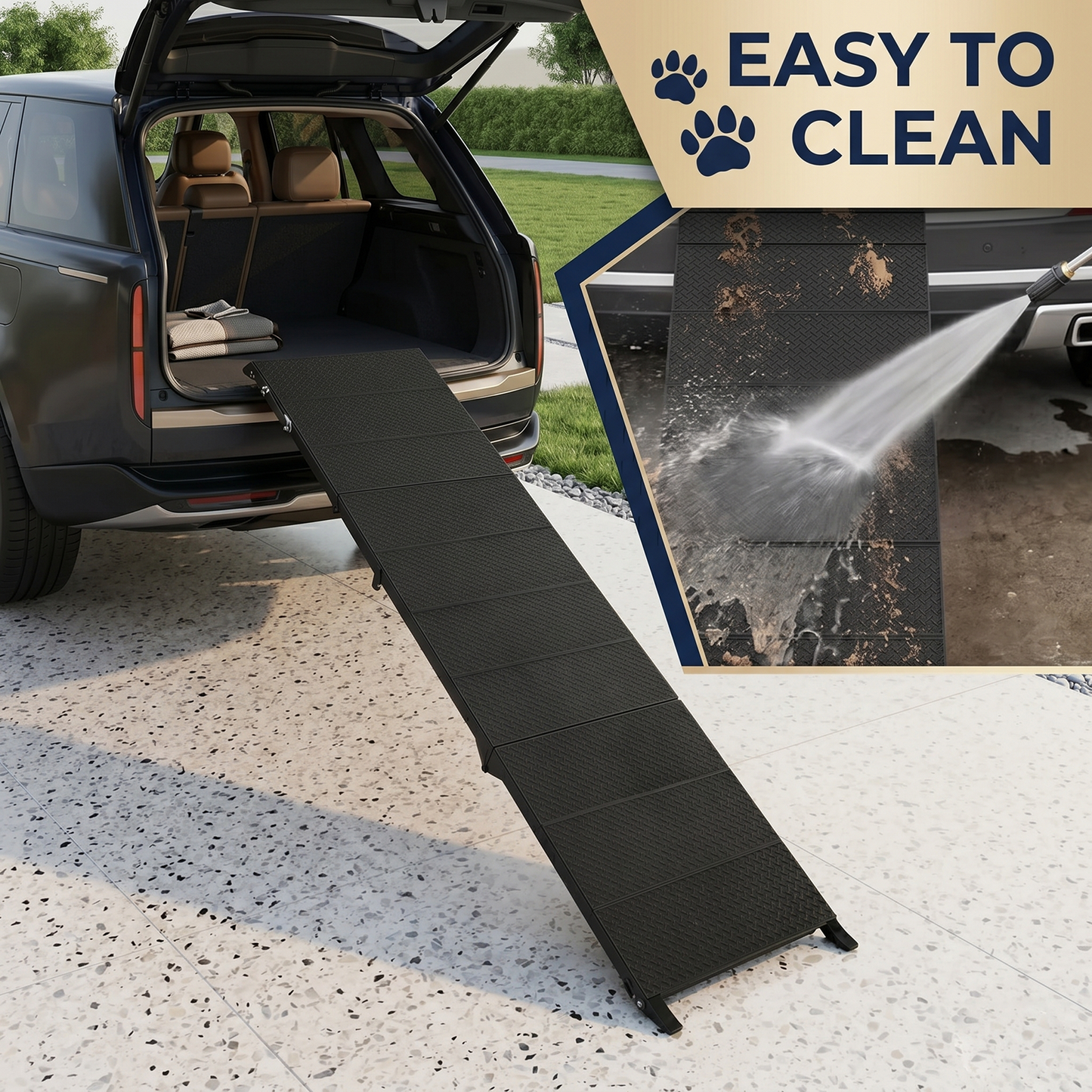 71" Long Folding Dog Ramp for SUV, Truck & Car – Non-Slip Textured Surface, Supports 350 lbs | Portable Pet Ramp for Large Dogs & Senior Joint Relief