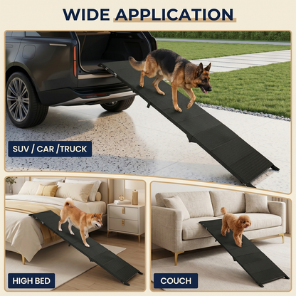 71" Long Folding Dog Ramp for SUV, Truck & Car – Non-Slip Textured Surface, Supports 350 lbs | Portable Pet Ramp for Large Dogs & Senior Joint Relief
