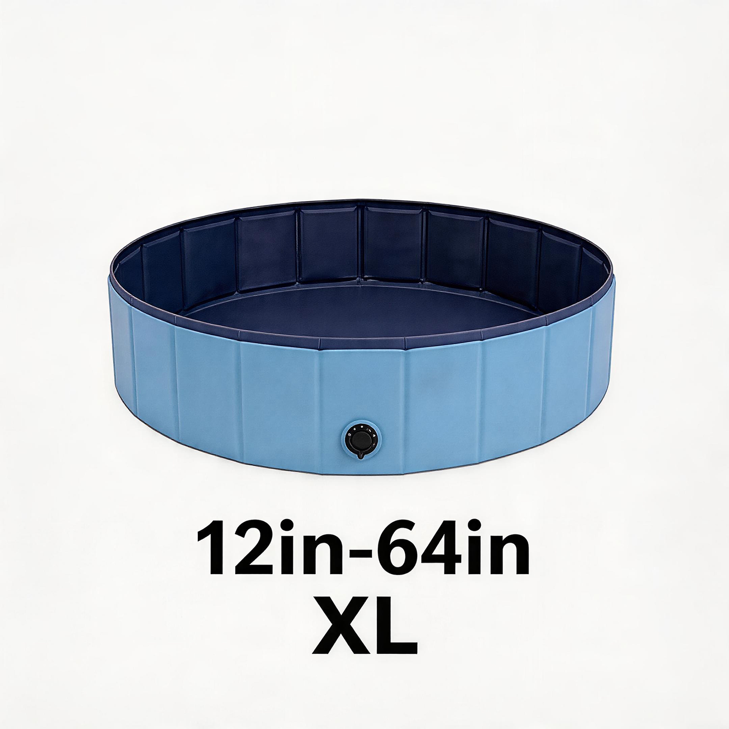 Foldable Dog Pool 48" × 12" – Hard PVC Pet Swimming Pool with Built-In Drainage | Lightweight Summer Cooldown Bath for Small & Medium Dogs | Deep Blue