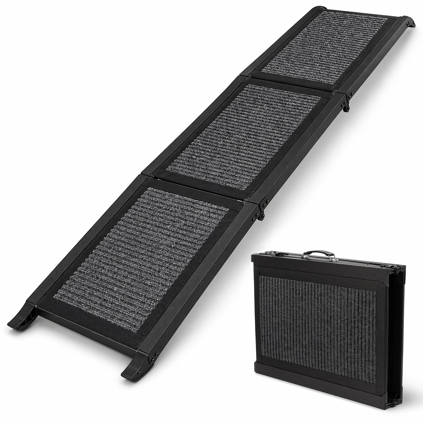 Collapsible Dog Ramp for Vehicles – Non-Slip Carpeted Surface, Portable Extended Pet Ramp for Cars, SUVs & Trucks | Supports up to 200 lbs | Ideal for Big Dogs & Senior Joint Relief
