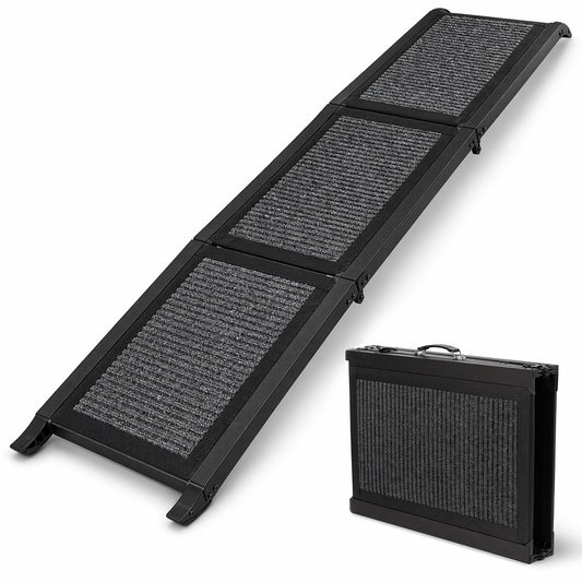 Collapsible Dog Ramp for Vehicles – Non-Slip Carpeted Surface, Portable Extended Pet Ramp for Cars, SUVs & Trucks | Supports up to 200 lbs | Ideal for Big Dogs & Senior Joint Relief