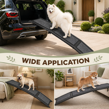Collapsible Dog Ramp for Vehicles – Non-Slip Carpeted Surface, Portable Extended Pet Ramp for Cars, SUVs & Trucks | Supports up to 200 lbs | Ideal for Big Dogs & Senior Joint Relief