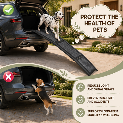 Collapsible Dog Ramp for Vehicles – Non-Slip Carpeted Surface, Portable Extended Pet Ramp for Cars, SUVs & Trucks | Supports up to 200 lbs | Ideal for Big Dogs & Senior Joint Relief