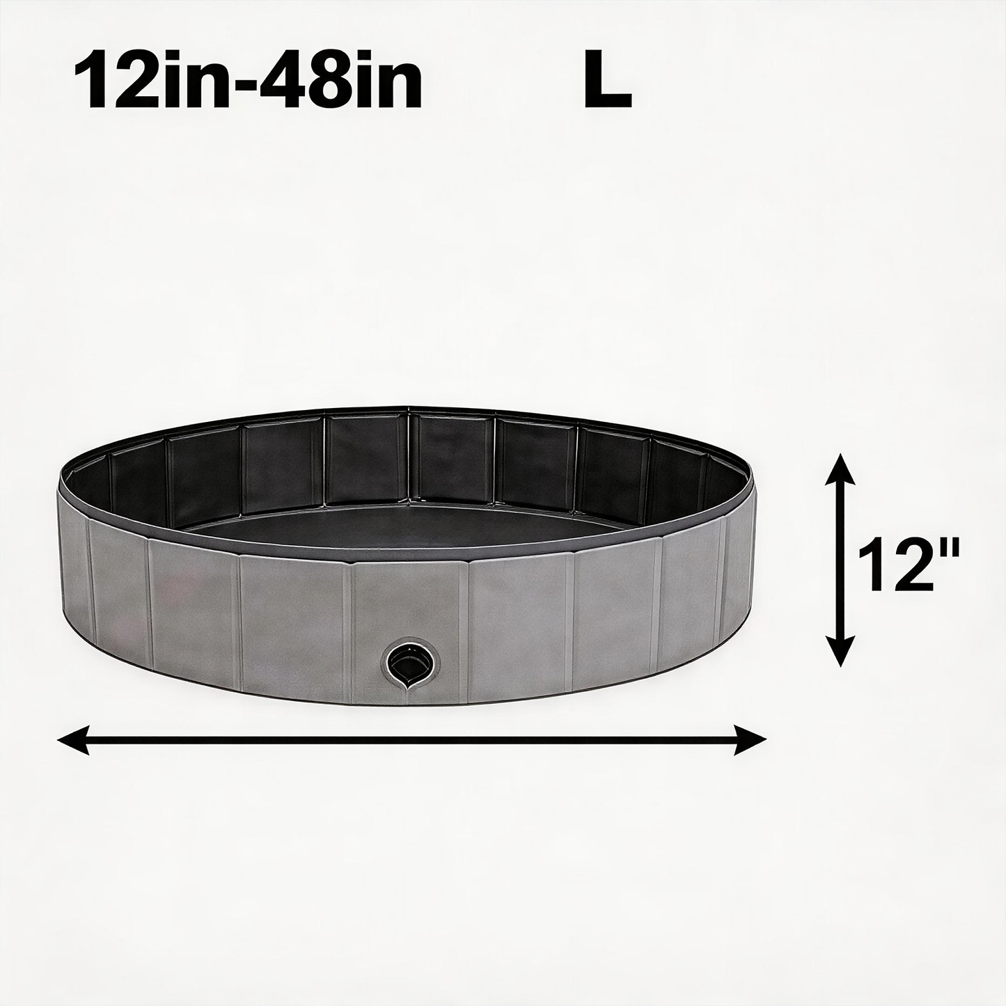 Foldable Dog Pool 48" × 12" – Hard PVC Pet Swimming Pool with Built-In Drainage | Lightweight Summer Cooldown Bath for Small & Medium Dogs | Deep Blue