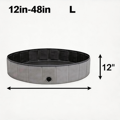 Foldable Dog Pool 48" × 12" – Hard PVC Pet Swimming Pool with Built-In Drainage | Lightweight Summer Cooldown Bath for Small & Medium Dogs | Deep Blue