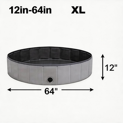 Foldable Dog Pool 48" × 12" – Hard PVC Pet Swimming Pool with Built-In Drainage | Lightweight Summer Cooldown Bath for Small & Medium Dogs | Deep Blue
